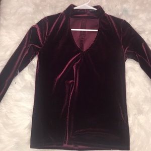 Velvet long sleeve blouse